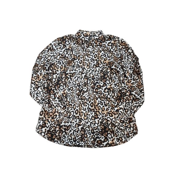 2/$35- Talbots Button Up Animal Print Blouse Women Size Medium - Picture 2 of 12